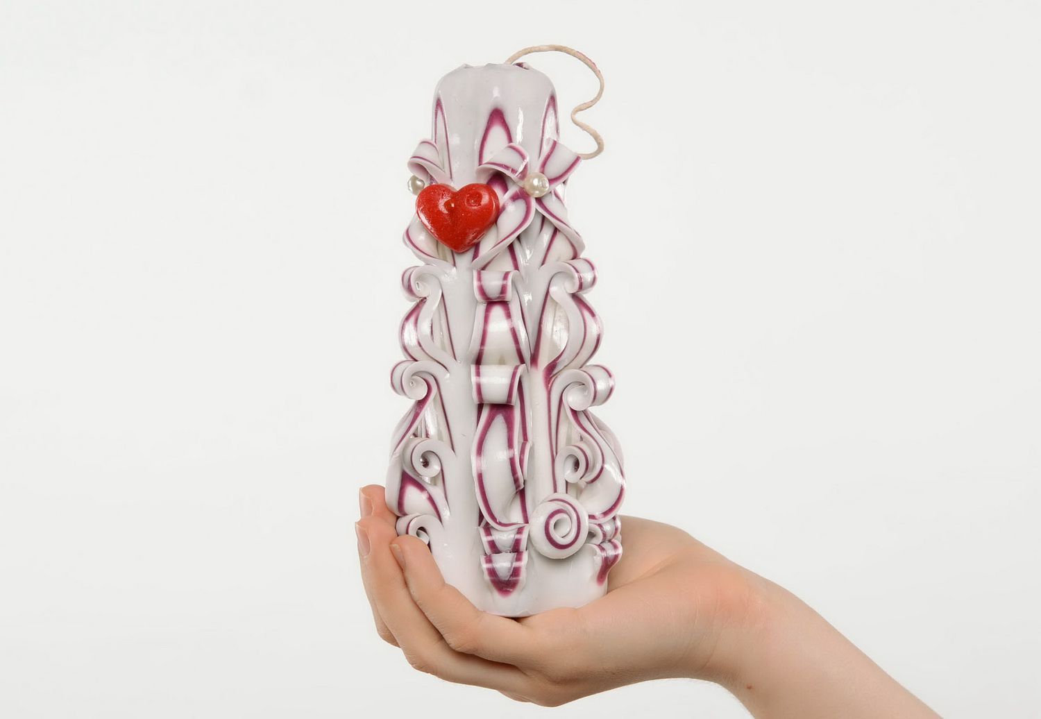Carved paraffin candle