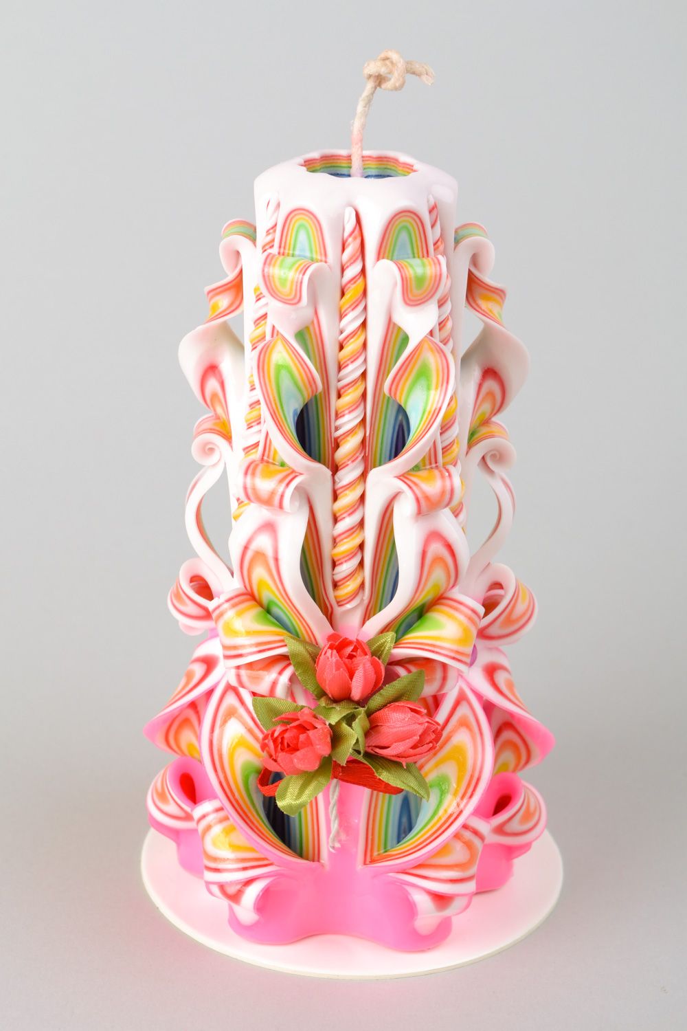 Colorful high handmade decorative light, carved.