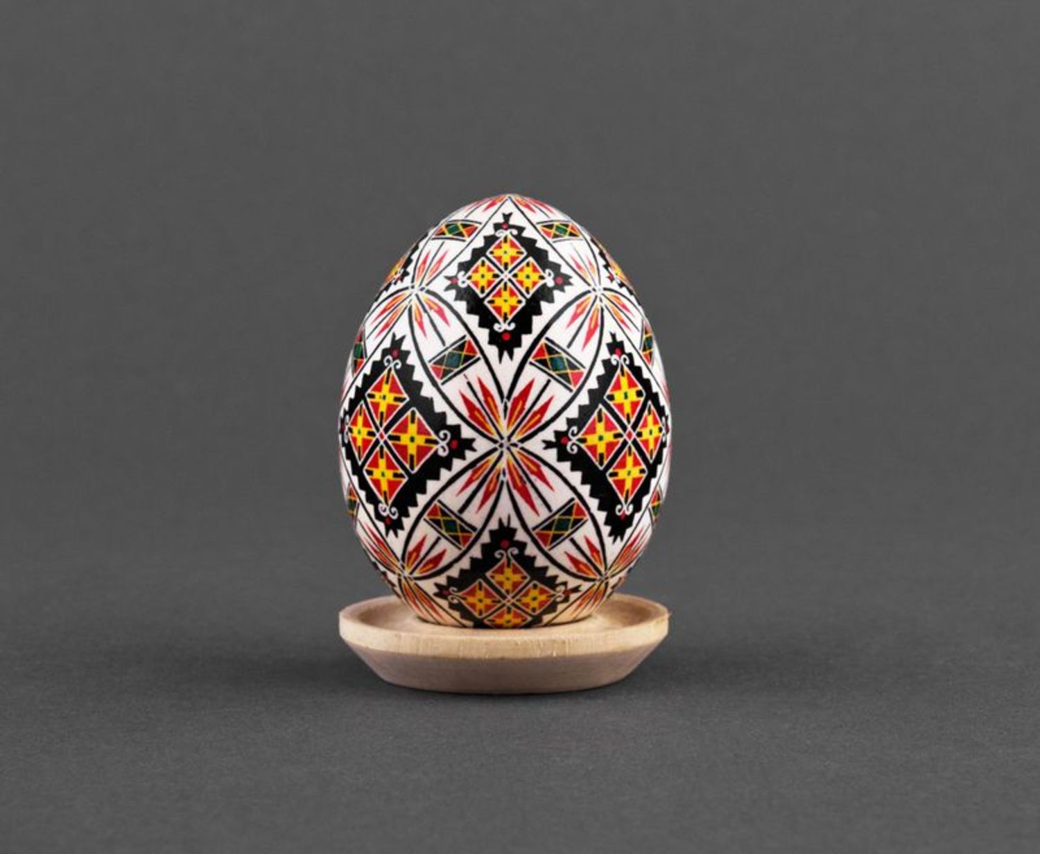 The pysanka is hand-painted