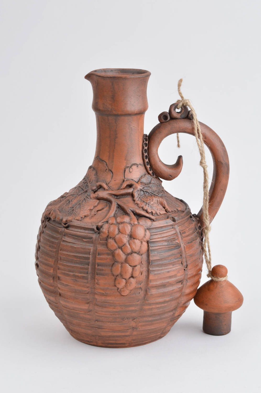 Ceramic clay wine jug 1.2 liters 