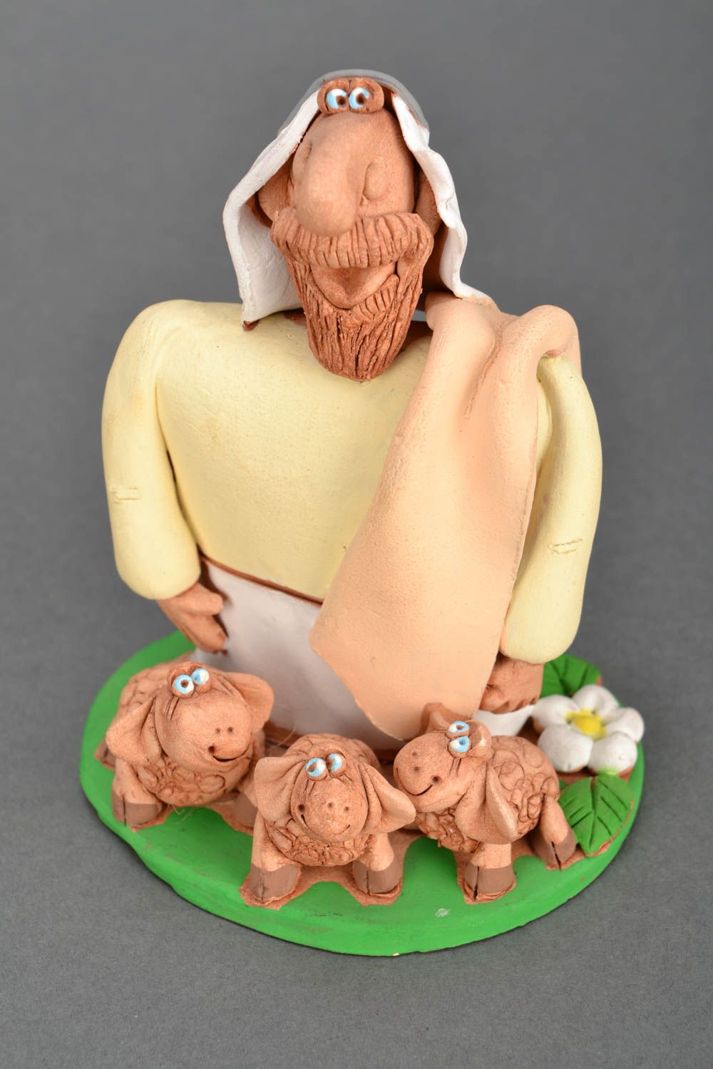 Clay figurine of Abraham with sheep.