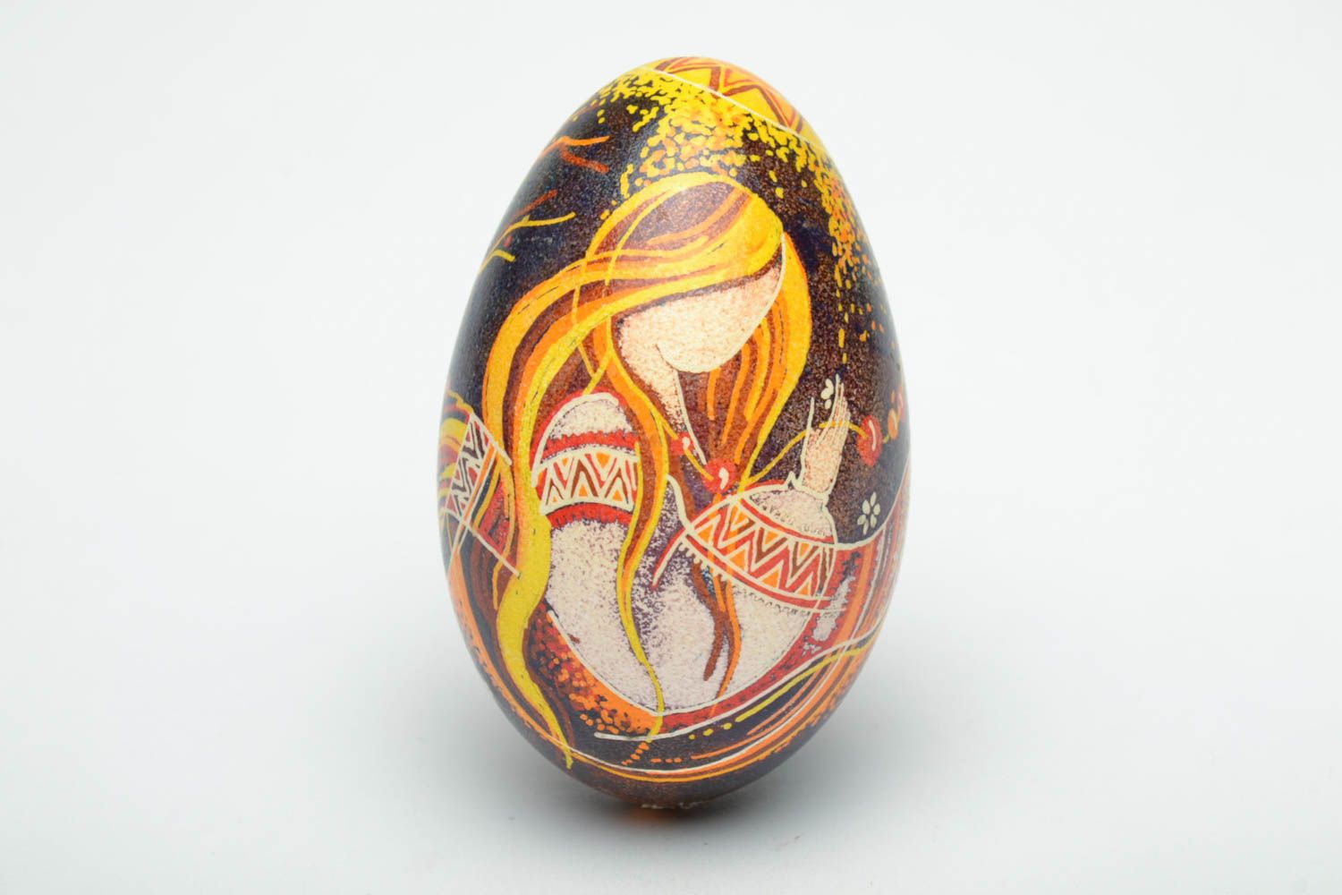 Easter egg with beautiful painting on the basis of goose egg, handmade