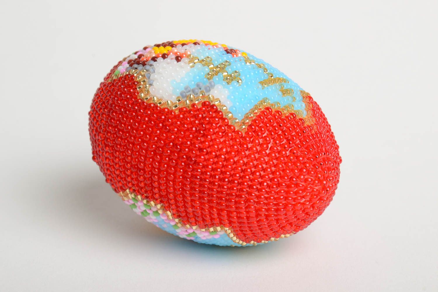 Wooden egg braided beads, handmade.