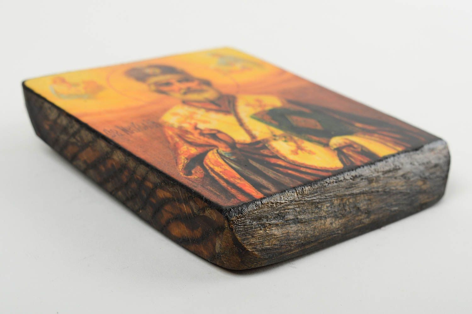 Handmade icon of Nicholas the Wonderworker.